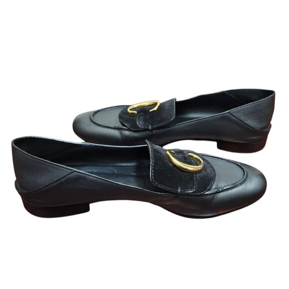 Chloe C Logo Convertible Suede Mule Nubuck Leather Loafers Size EU 42/US 11.5 - Picture 12 of 16